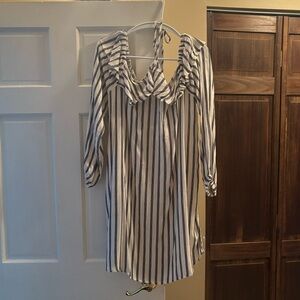 Aeropostale Black and White Ruffled Sailor Collar Blouse